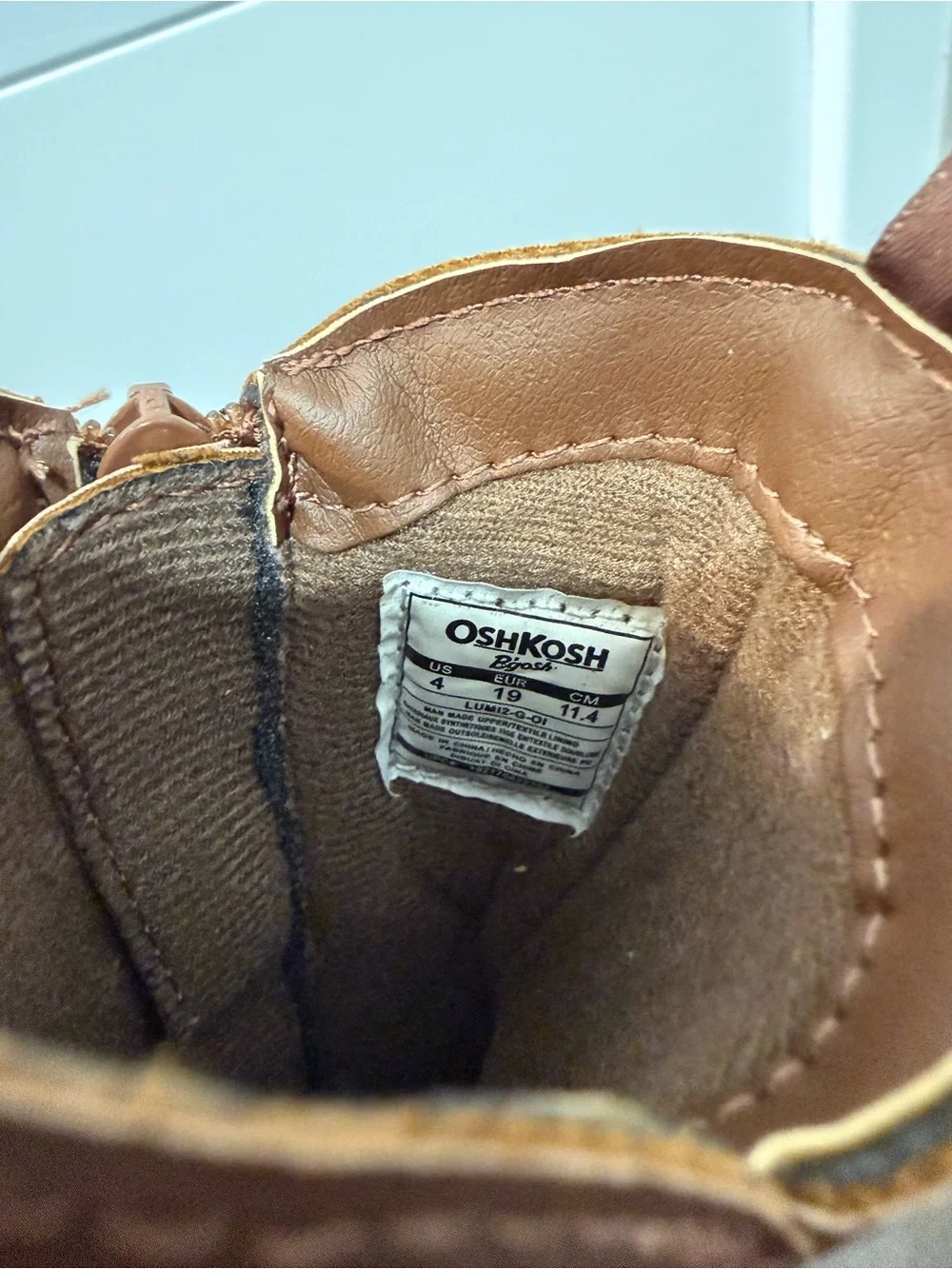 OshKosh B’gosh Girls Brown Riding Boots Buckle Zip Toddler Size 4